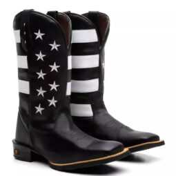 Bota Texana Masculina "Estados Unidos" Preta - Esporatto